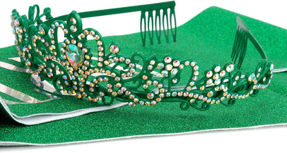 COCIDE Birthday Queen Sash & Rhinestone Tiara Set Gold Happy Birthday Crowns for Women Party Decoration Kit Rhinestone Headband for Women Glitter Crystal Hair Accessories for Cake Topper