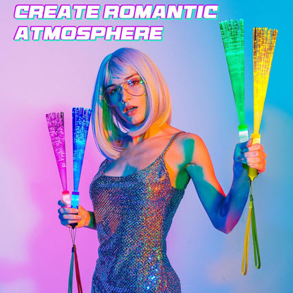 Zhanmai 24 Pieces Upgraded Glow Fiber Wands Sticks K-pop Concert LED Light Fiber Optic Wands LED Flashing Glow Sticks Bulk for Wedding Party Favors(Mixing Color)