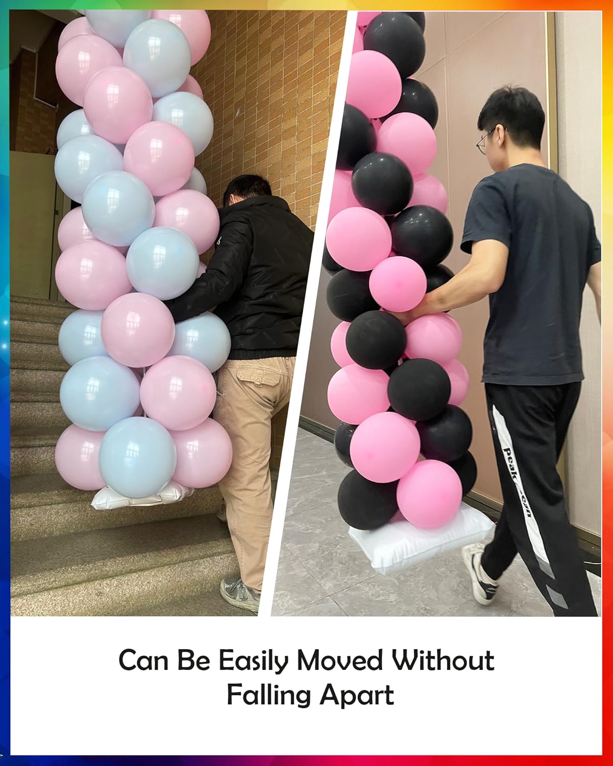 YALLOVE Balloon Column Stand Kit Set of 4, 7 Feet Height Adjustable Balloon Tower Pillar with Reusable Metal Telescopic Design for Birthday, Wedding, Baby Shower, Graduation Party Decoration