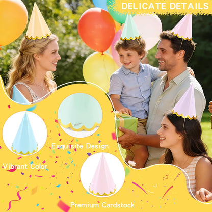 CANREVEL 24 PCS Pre-Assembled Party Hats for Adults, Party Decorations Supply Headwear Celebration for Women Men