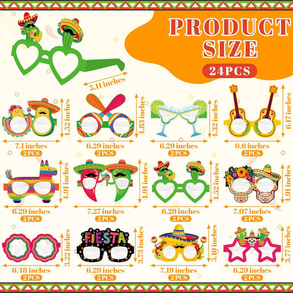 24PCS Hawaiian Party Decorations, Hawaiian Cardboard Glasses Bulk, Luau Party Sunglasses Frame Tropical Dress Pool Props Accessories, Hawaii Carnival Summer Pool Party Decorations for Women Men
