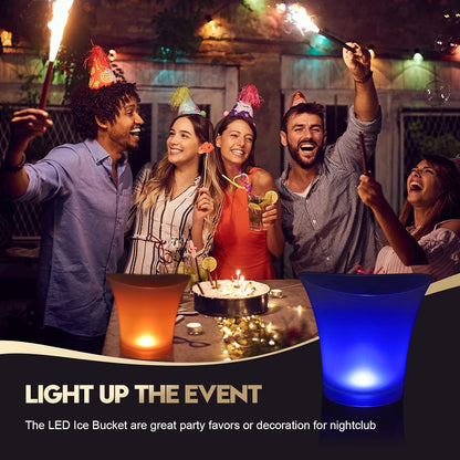 Lounsweer 6 Pcs LED Ice Bucket 5l Large Capacity Drink Buckets for Party Colorful Drink Containers Bulk with Lights for Home Bar Restaurant Chilling Champagne Wine Beer