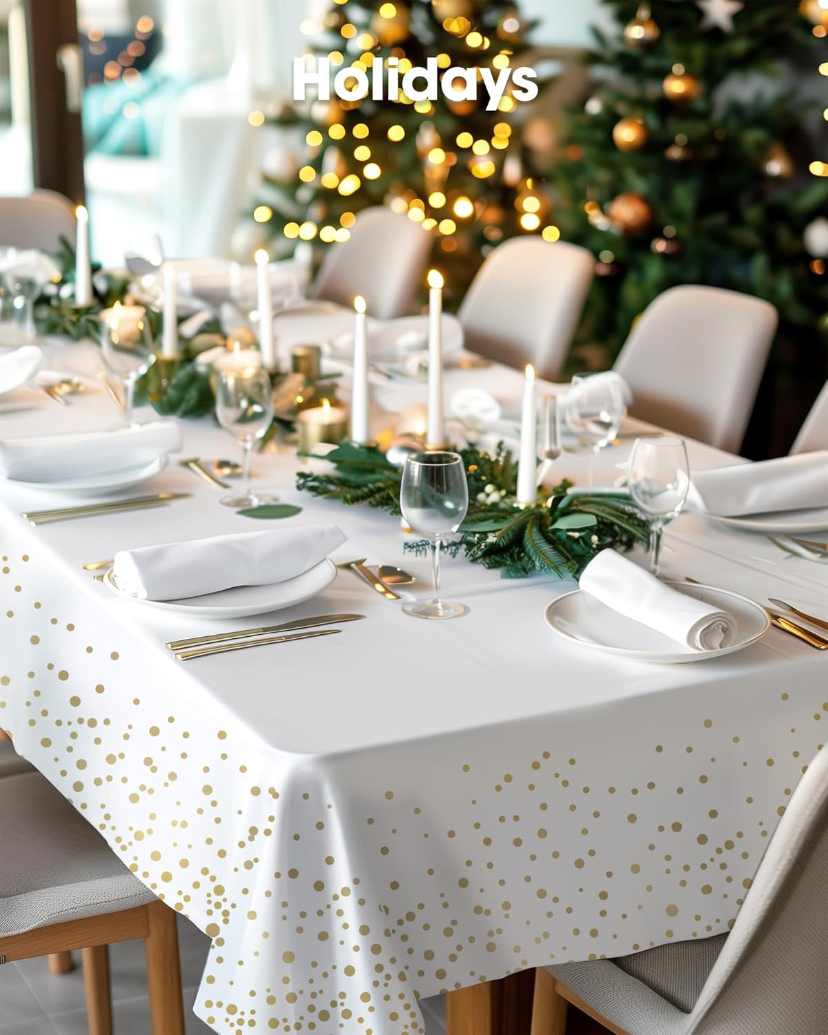 Pureegg Plastic Table Cloth 10 Pack, 54 x 108 Inch Disposable Table Cloths for Party, Picnic and Wedding, Rectangle, White - Colors A