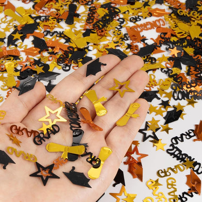 Gold and Black Graduation Confetti 2026, 1000 Pcs Congrats Grad Confetti Class of 2026 Party Table Centerpiece for 2026 Graduation Party Decorations