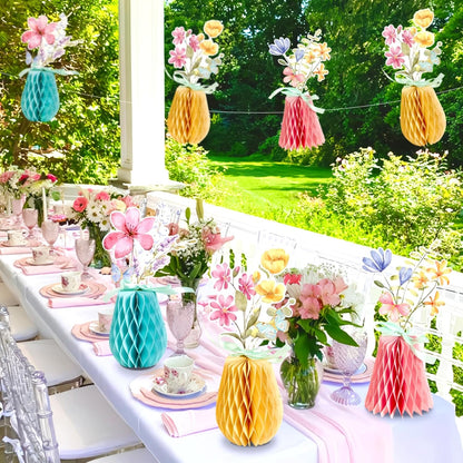 SUNBEAUTY 9PCS Spring Wildflower Party Decorations Wild Flowers Honeycomb Centerpieces for Tables Wildflower Birthday Spring Flower Theme Party Decorations for Garden Baby Shower, Easter, Mothers Day