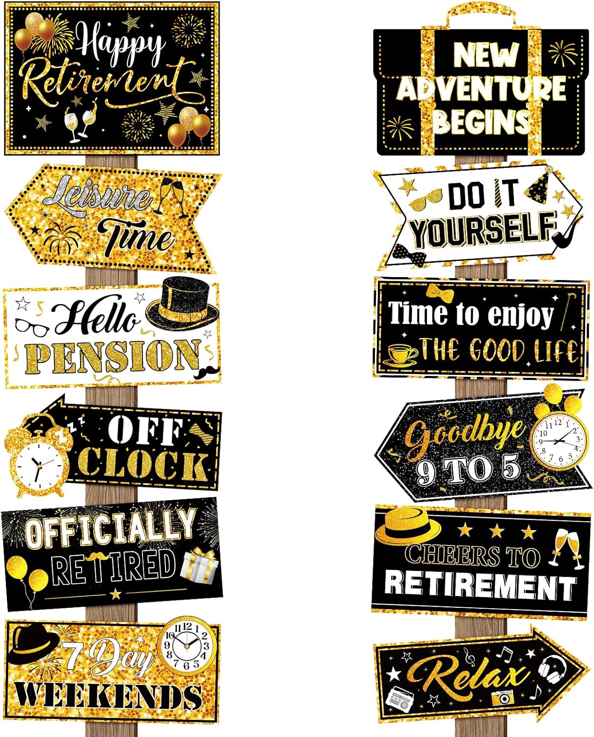 24 Pieces Retirement Decorations Retirement Party Directional Sign Retired Welcome Signs for Adults Retirement Themed Party Decorations Birthday Party Supplies