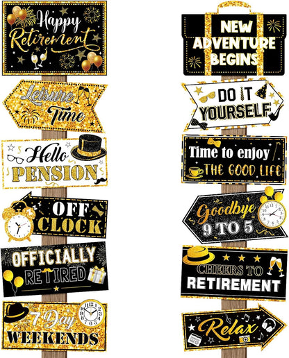 24 Pieces Retirement Decorations Retirement Party Directional Sign Retired Welcome Signs for Adults Retirement Themed Party Decorations Birthday Party Supplies