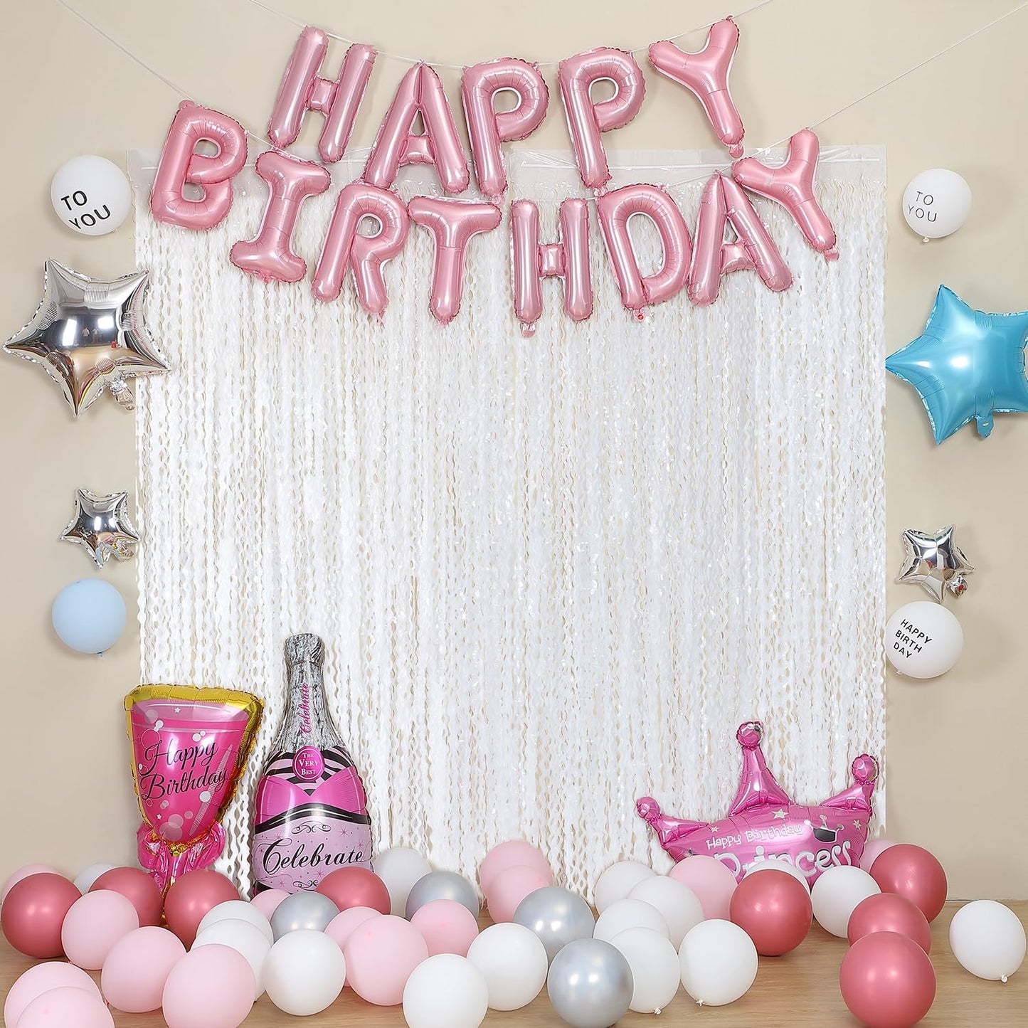 3 Pack Colorful Foil Fringe Curtain Backdrop - 6.6 x 3.3 ft Wavy Rainbow Tinsel Backdrop Curtain Metallic Streamers Iridescent Holiday Photo Booth Party Decorations