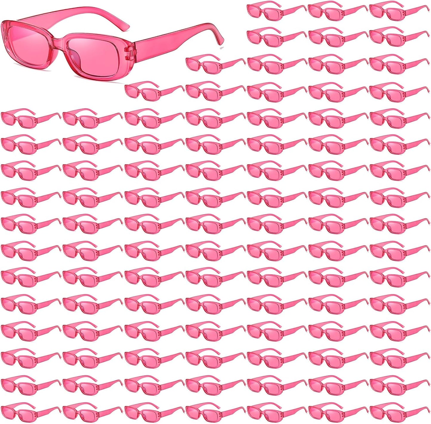 50/100 Pack Rectangle Sunglasses Bulk for Adult Retro Cheap 90s Y2K Small Glasses UV400 Protection