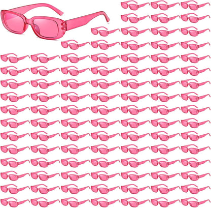 50/100 Pack Rectangle Sunglasses Bulk for Adult Retro Cheap 90s Y2K Small Glasses UV400 Protection