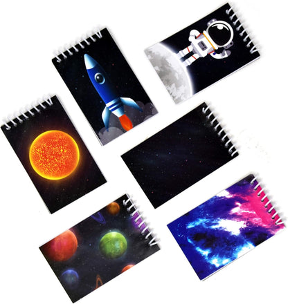 Gift Boutique 48 Outer Space Galaxy Mini Notepads, Astronaut & Rocket Ship Theme Spiral Memo Notebooks, Solar System Party Favors & Classroom Rewards for Kids