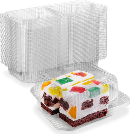 MT Products Clear Cake Slice Container 5" x 5" x 2.75" - To go Square Plastic Container (Pack of 40) - Made in the USA