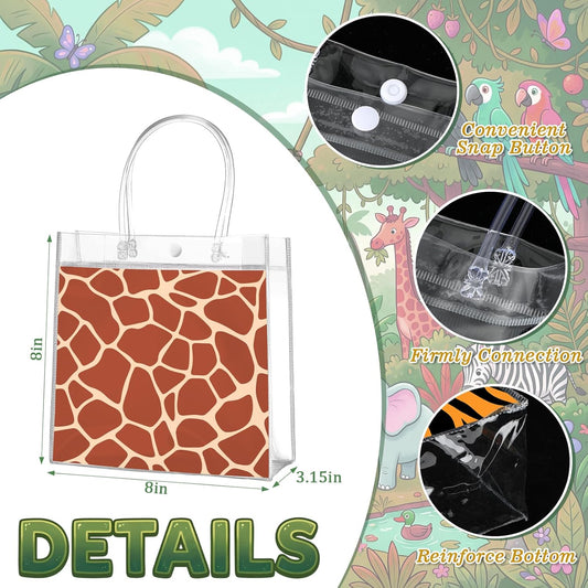 Aliceset 20 Pcs Animal Print Goodie Bags with Handles Safari Party Favor Bags for Jungle Theme Wild Animals Zoo Party Bithday Baby Shower Supplies Decor, 8x8x3.15 Inch