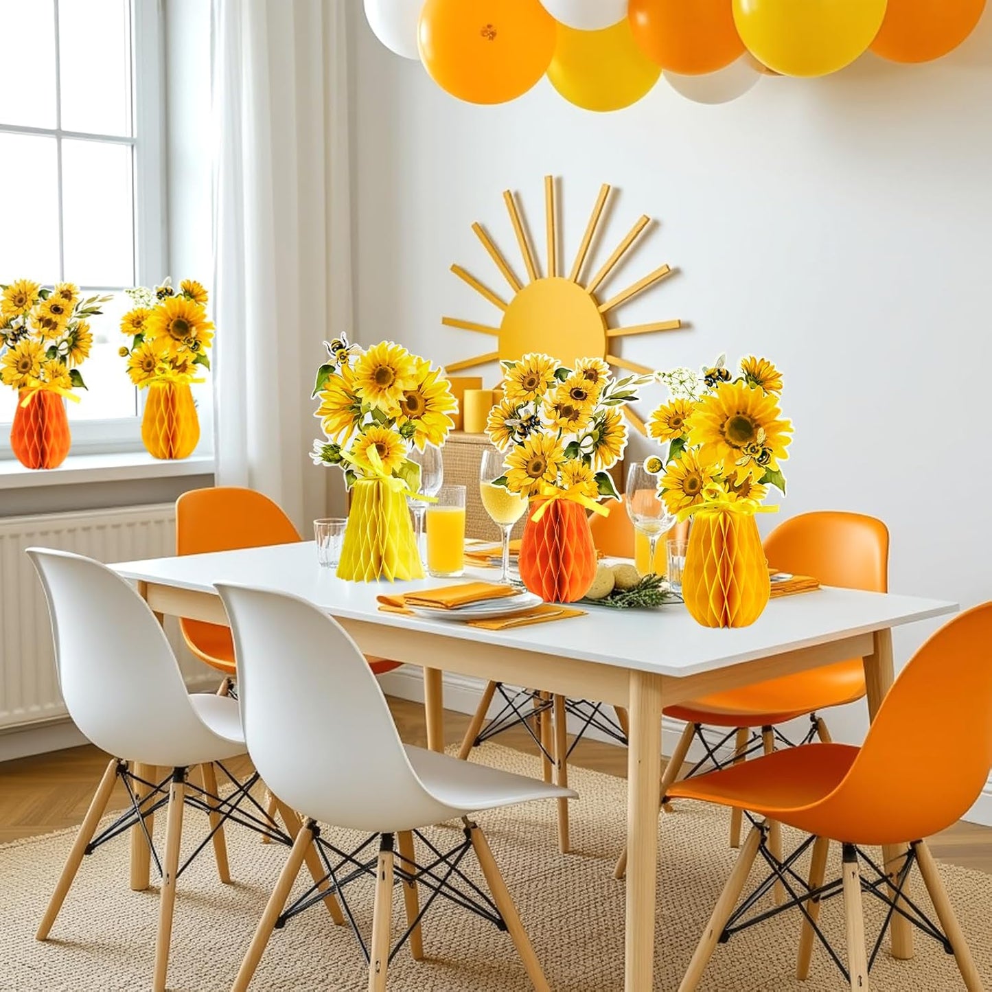 SUNBEAUTY 9PCS Spring Wildflower Party Decorations Wild Flowers Honeycomb Centerpieces for Tables Wildflower Birthday Spring Flower Theme Party Decorations for Garden Baby Shower, Easter, Mothers Day