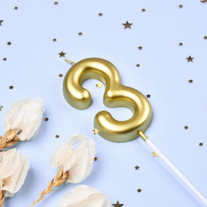 2.76 Inch Classical Gold 5 Number Birthday Candles, Gold Number Candles, Cake Number Candles, Party Celebration