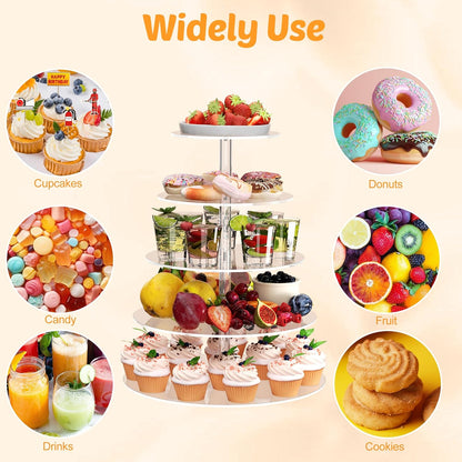 4 Tier Round Cupcake Stand, Acrylic Cupcake Display Stand for 38 Cupcakes, Clear Cupcake Holder Stand for Dessert Table, Cupcake Tower Stand for Wedding Birthday Party Graduation