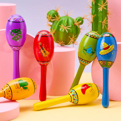 JOYIN Cinco De Mayo 6 PCS Mini Wooden Maracas for Kids, Mexican Fiesta Party Favors and Noisemakers, Cinco De Mayo Party Favors, Musical Fun, Birthday Parties, Luau Party, Taco Tuesday Event