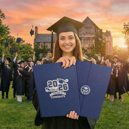 Graduation Guest Book 2026, Blue Gold Graduation Decorations Class of 2026 Graduates Sign in Book Signature Board Congrats Grad Decor Party Supplies, High School College Graduations Gifts for Her Him