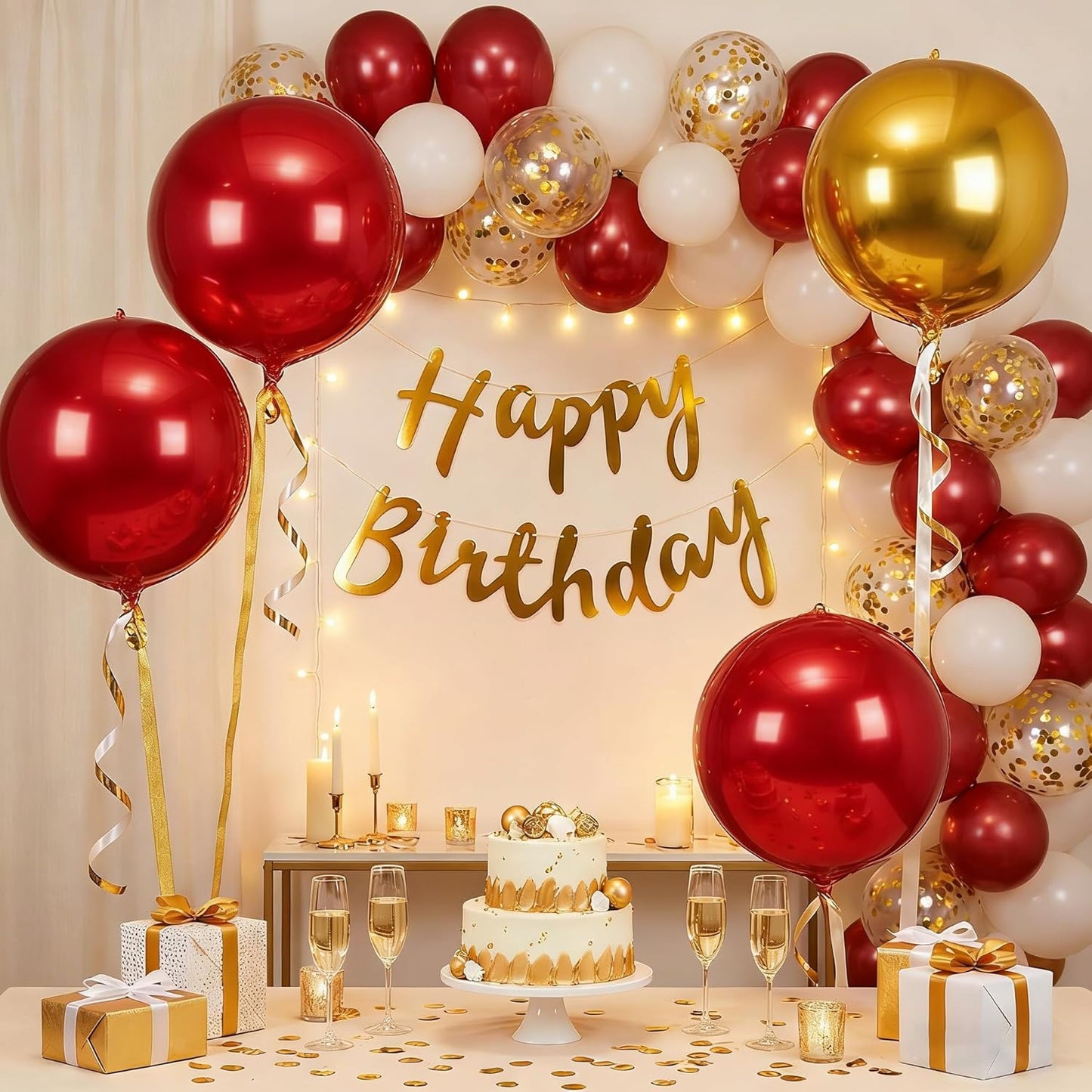 Metallic Gold Round Foil Balloons, 22" Large 4D Sphere Mylar Ball Balloons 6PCS, for Graduation Prom Birthday Wedding Anniversary Disco Party Decorations