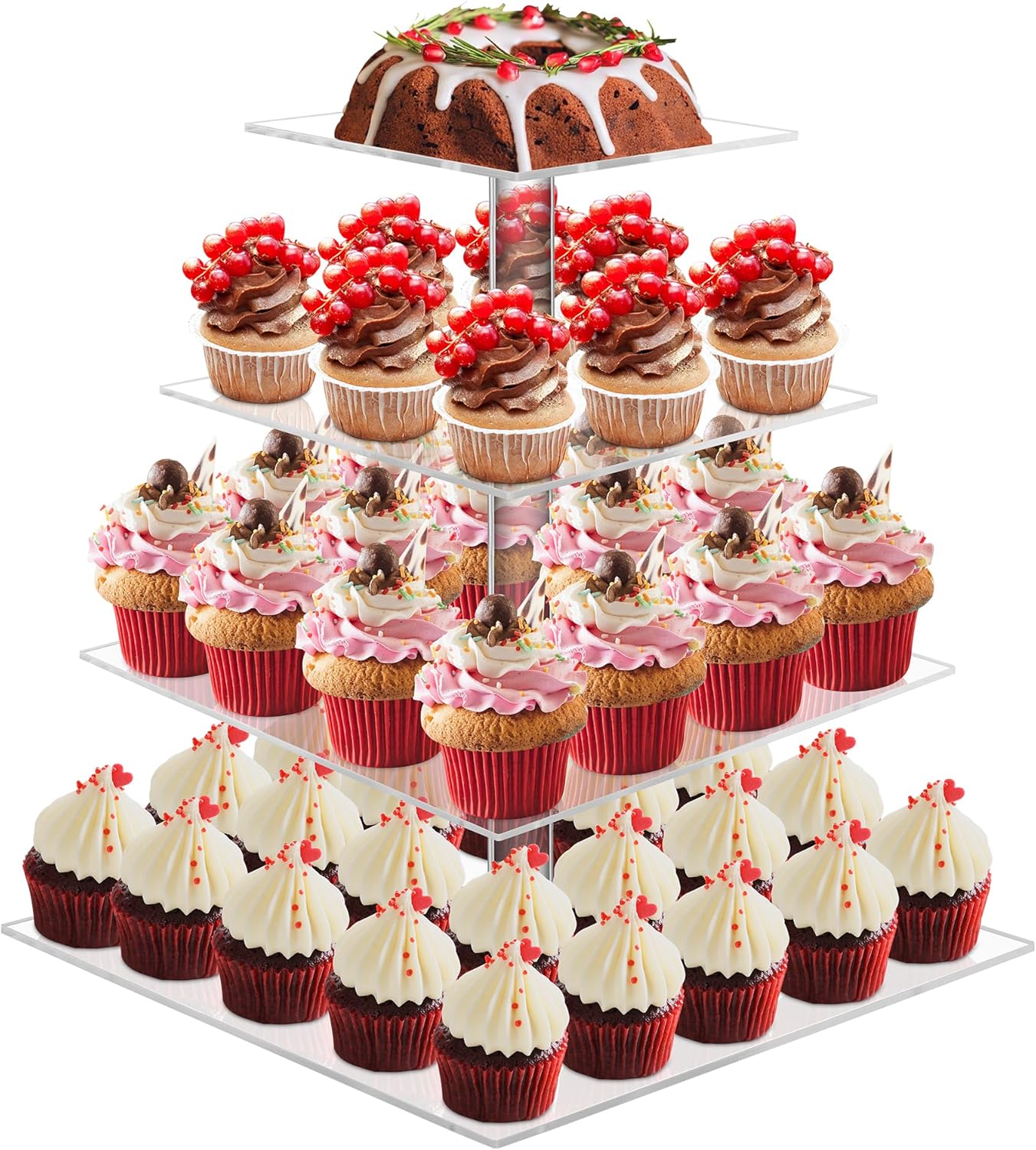 Acrylic Cupcake Tower, 7-Tier Round Cake Stand for 100 Cupcakes, Dessert Display for Parties & Weddings