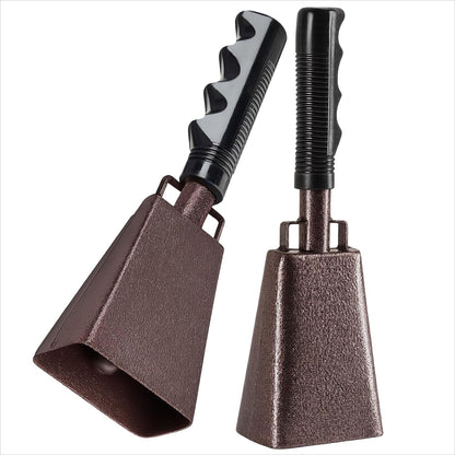 BLUE PANDA Cowbell Noise Maker - 9-Inch, Royal Blue, Pack of 2 - Metal Cowbell Instrument with Ergonomic Handle - Cheering Bell for Stadium Cheers & Celebratory Noise Maker