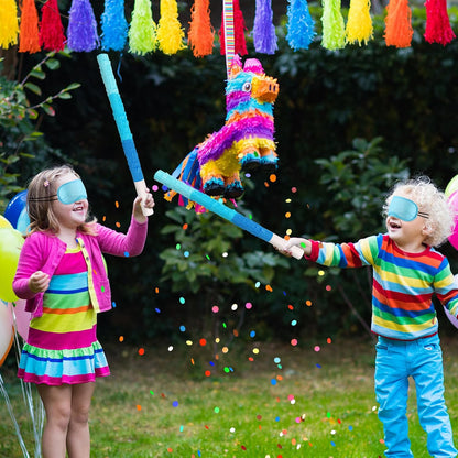 Rose Red Pinata Stick Kit with Blindfold, Rope and Confetti - Perfect for Kids Girls Birthday, Baby Shower, Carnivals Party Supplies