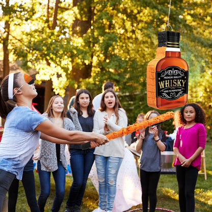 Panelee Adult Piñata with Stick Tassel Blindfold Confetti Beer Mug Piñata Champagne Whisky Tequila Bottle Set for Adult Women Men Bachelor Birthday Wedding Anniversary Party(Whisky)