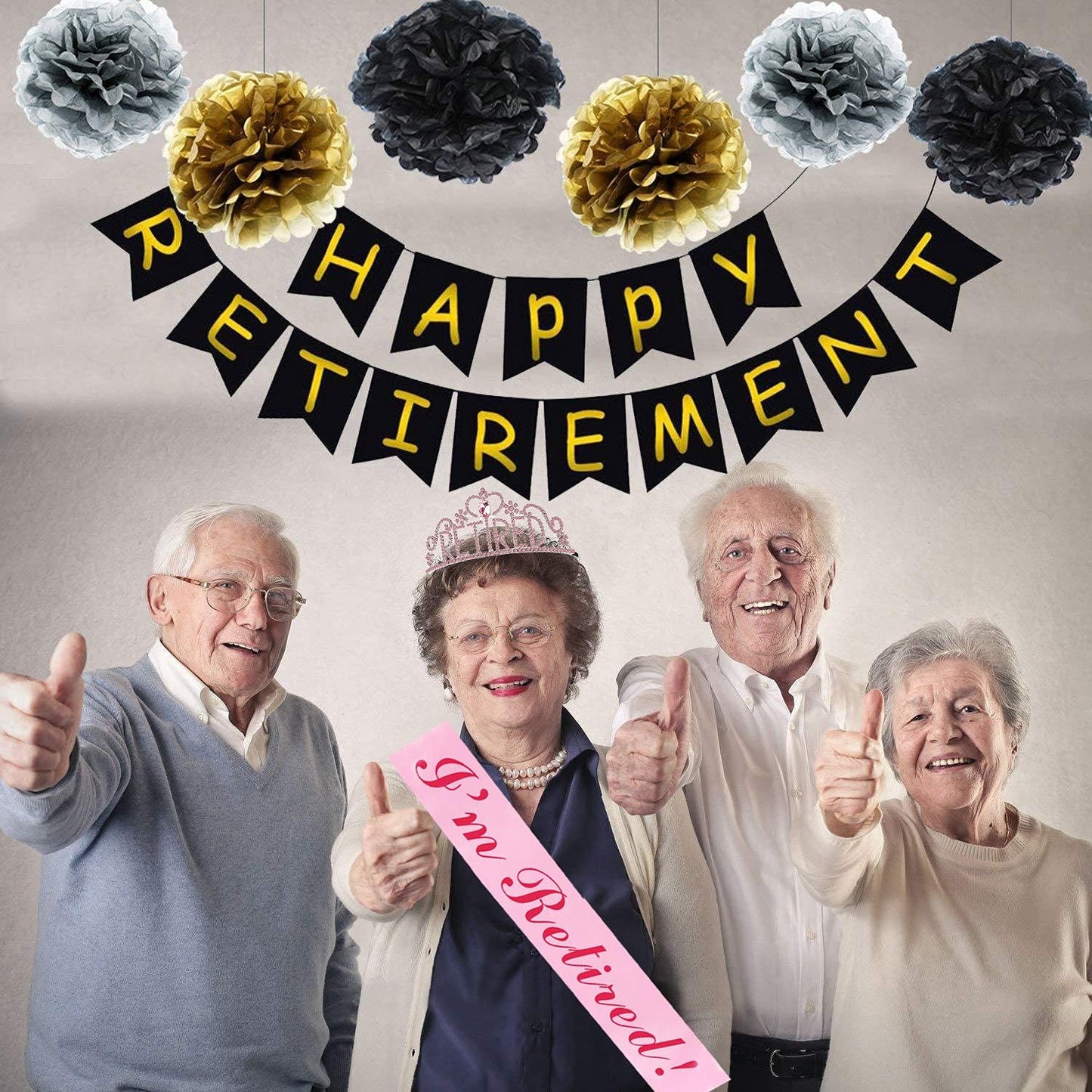 JETKONG Retirement Party Decorations Retired Tiara/Crown, Retired Sash for Women Retirement Gifts, Retirement Party Supplies, Gifts, Favors (Rose Gold)
