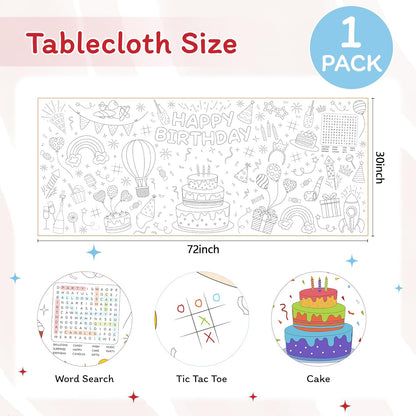 Childom 1 Pack Fourth of July Coloring Tablecloth for Kids,4th of July Crafts for Kids 30"x72" Giant Coloring Poster Table Cloth,Large Paper Poster Crafts Party Activities,4th of July Paper Tablecloth