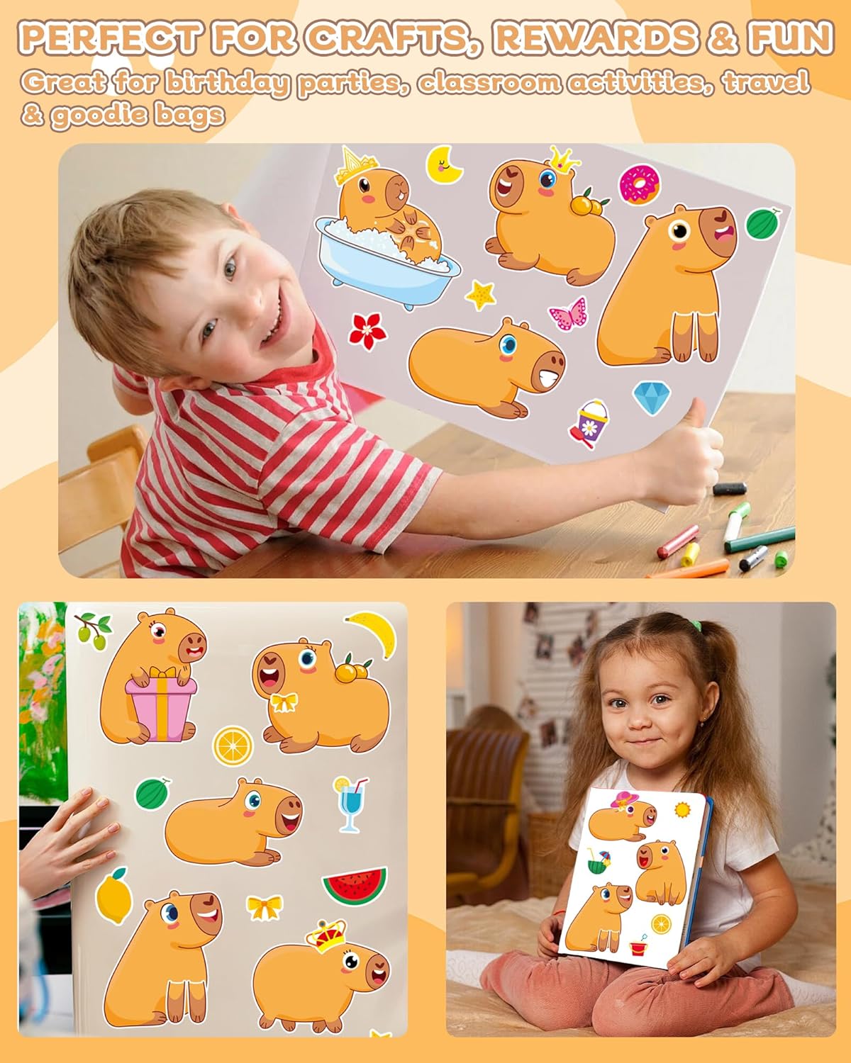 Aowplc 36 Pcs Make-A-Face Sticker Sheets Kids Party Favors Mix and Match Stickers with Dinosaurs, Mermaids, Unicorns, Horses, Farm & Sea Animals for Parties, Birthdays, Classroom Activities & Crafts