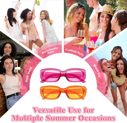 SUNOVELTIES 10 Pack Rectangle Sunglasses for Women Retro Narrow Square Glasses 90s Aesthetic Vintage Eyewear Uniex Adult