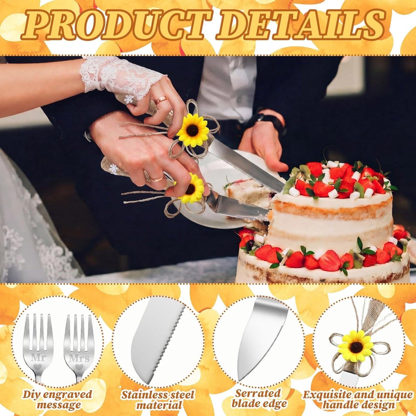Wedding Cake Knife and Server Set Lace Rustic Handle Cake Cutting Set Pie Dessert Servers for Weddings Anniversaries Bridal Shower Couples Engagement Gifts