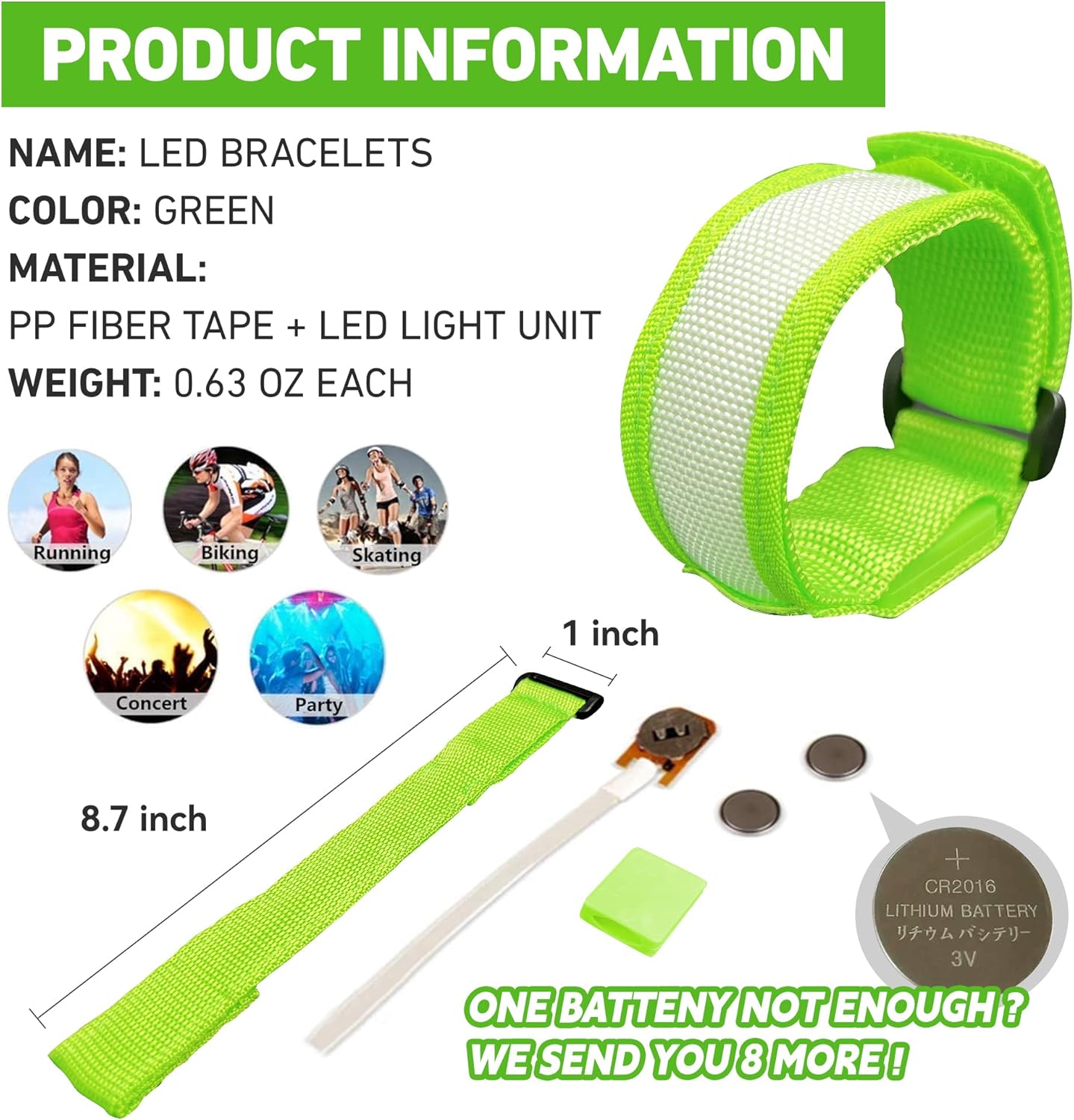 KIRALUMI 8 PCS LED Glow Bracelets, Light Up Bracelets for Kids Adults - Christmas Glow in The Dark Party Bracelets Favors Supplies for Concerts, Festivals, Game Prizes, Sports, Rave Accessories.
