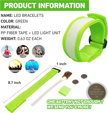 KIRALUMI 8 PCS LED Glow Bracelets, Light Up Bracelets for Kids Adults - Christmas Glow in The Dark Party Bracelets Favors Supplies for Concerts, Festivals, Game Prizes, Sports, Rave Accessories.