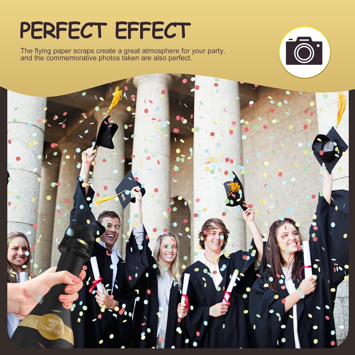 POPUPARTY Champagne Bottle Party gold confetti Popper - 15.3'' (2 Pcs.) - for Birthday,Graduation, Celebration, Wedding, New Year, Party Decoration