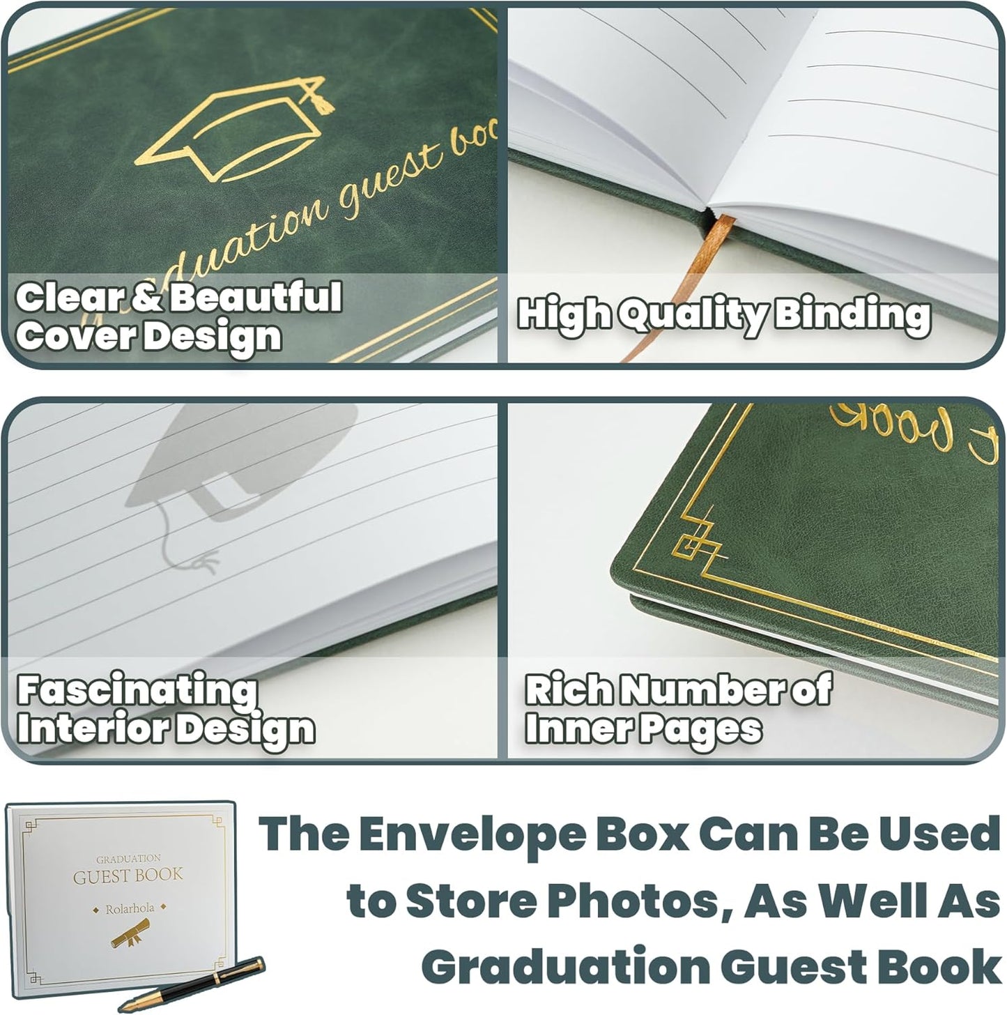 2026 Graduation Guest Book - Elegant 7x9 Inch White, Graduation Memory Book 2026 with Premium 120 Pages, 2026 Graduation Guest Sign in Book for College Graduates (Classic Graduation Gift)