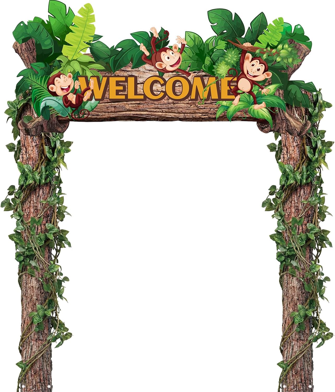 Peryiter 3 Pcs Camping Themed Party Decorations Banner Welcome Porch Sign with 1 Double Sided Tape for Summer Camp Birthday Hawaii Baby Shower Themed Party Activity Decor door (Forest Style)