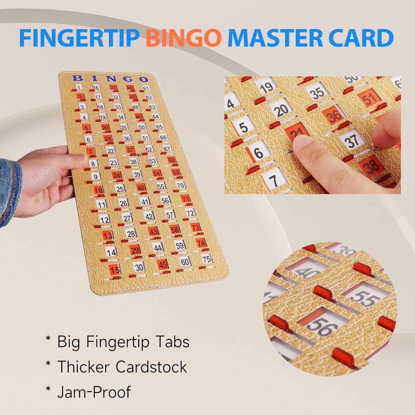 GSE Games & Sports Expert Finger-Tip Bingo Master Board with Sliding Windows, Bingo Cardboard Calling Card