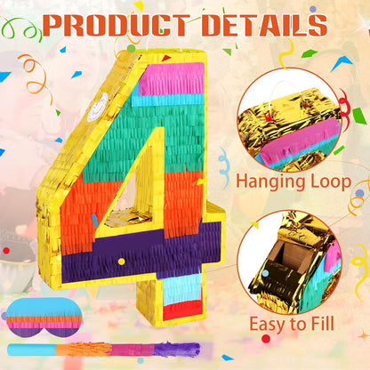 Dinosaur Pinata - Dinosaur Decorations with a Blindfold and Bat for Boys Girls Animal Themed Birthday Party Kids Classroom Game Decorations Supplies (15.7 x 11.4 x 3.1 Inches)