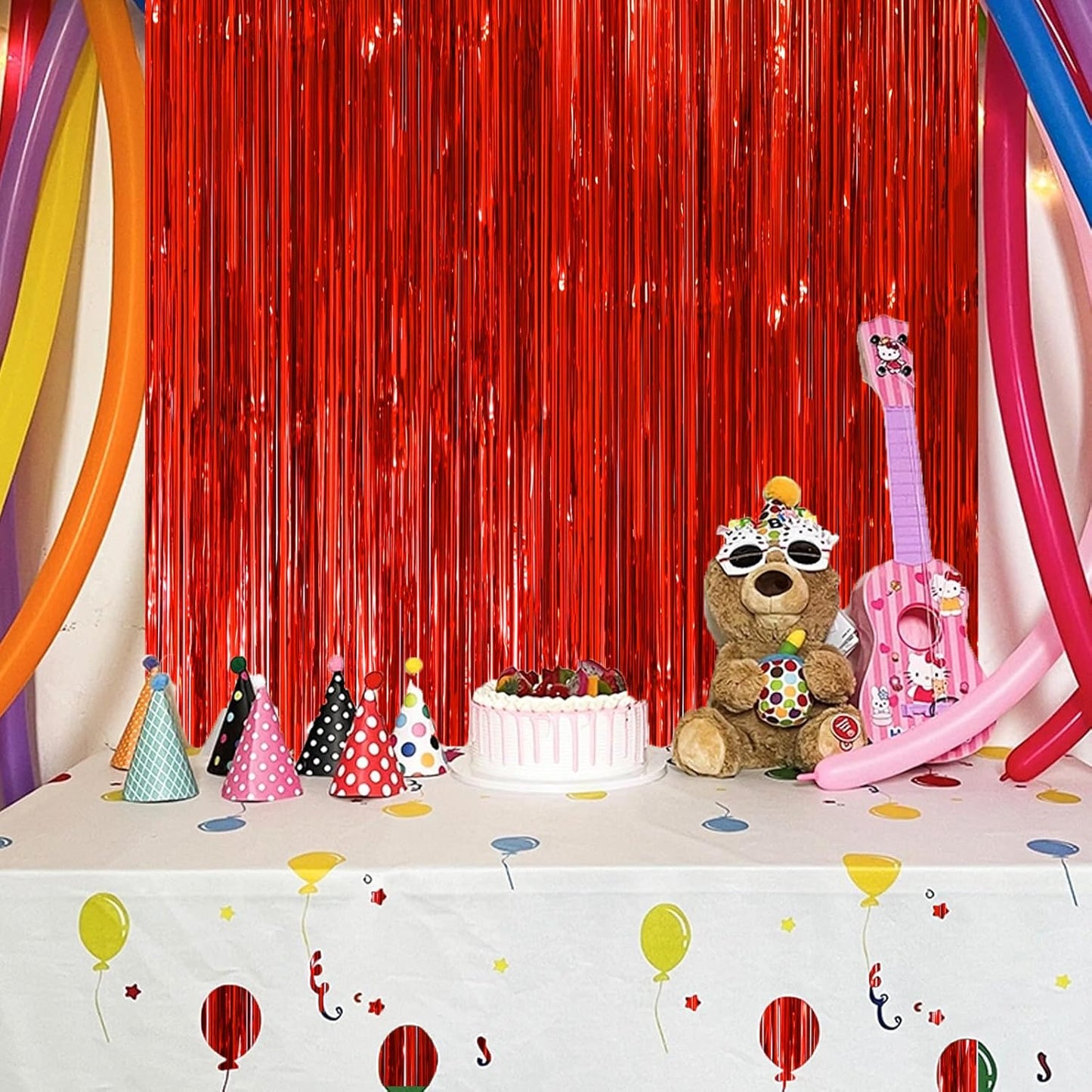 Voircoloria 3 Pack 3.3x8.2 Feet Gold Foil Fringe Backdrop Curtains, Tinsel Streamers, Fringe Backdrop for 2025 New Years Eve, Graduation, Birthday, Baby Shower, Gender Reveal, Disco Party - Colors B