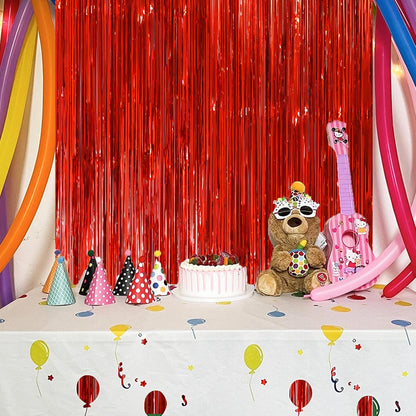 Voircoloria 3 Pack 3.3x8.2 Feet Gold Foil Fringe Backdrop Curtains, Tinsel Streamers, Fringe Backdrop for 2025 New Years Eve, Graduation, Birthday, Baby Shower, Gender Reveal, Disco Party - Colors B