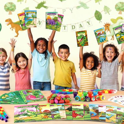 BenLouis 84Pcs Dinosaur Party Favors Dino Theme Coloring Books Crayons Sticker Set Bulk for Kids Jurassic Birthday Goodie Bag Stuffer Classroom Gifts Rewards Craft Pinata Fillers