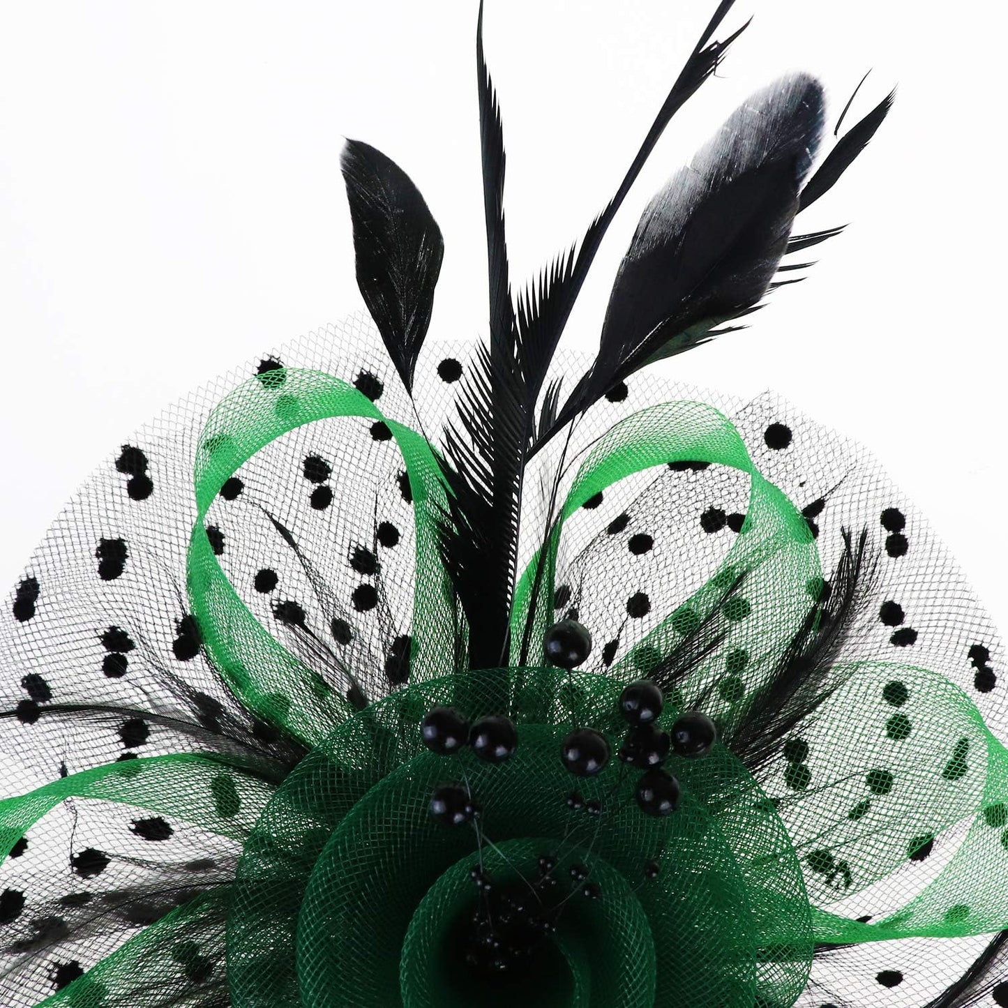 DRESHOW Fascinators Hat Flower Mesh Ribbons Feathers on a Headband and a Clip Tea Party Headwear for Girls and Women - Colors A