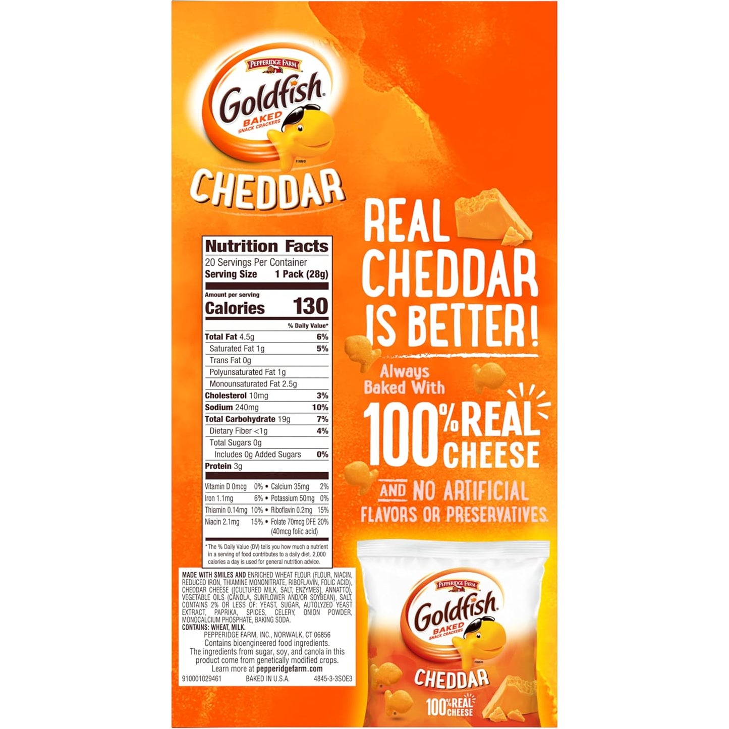 Goldfish Crackers Big Smiles Variety Pack with Cheddar, Colors, and Pretzels, Snack Packs, 30 Ct