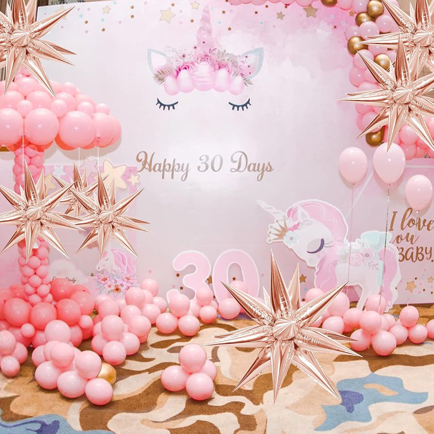 ZAKVOOR 60 Pcs Star Balloons 12 Spike Foil Explosion Party Decoration Balloons for Christmas New Year Eve Birthday (Silver)