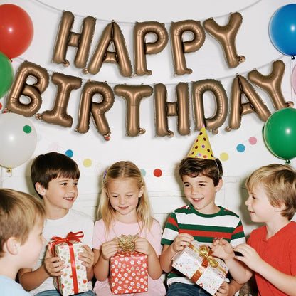Happy Birthday Balloons Banner, Foil Balloon Personalized Name Letters Balloons Sign Birthday Party Decorations for Women Men Boys Girls Cream