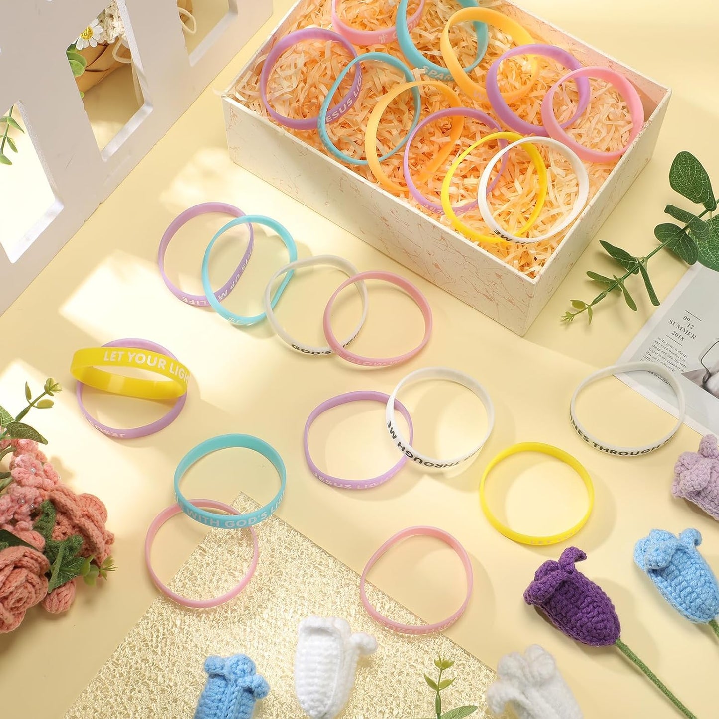 Tondiamo Vbs 2026 Rubber Wristbands Glow in the Dark Illumination Themed Bracelets Jesus Lights Bracelets Bulk Luminous Christian Gift for Vbs Party Church Supplies