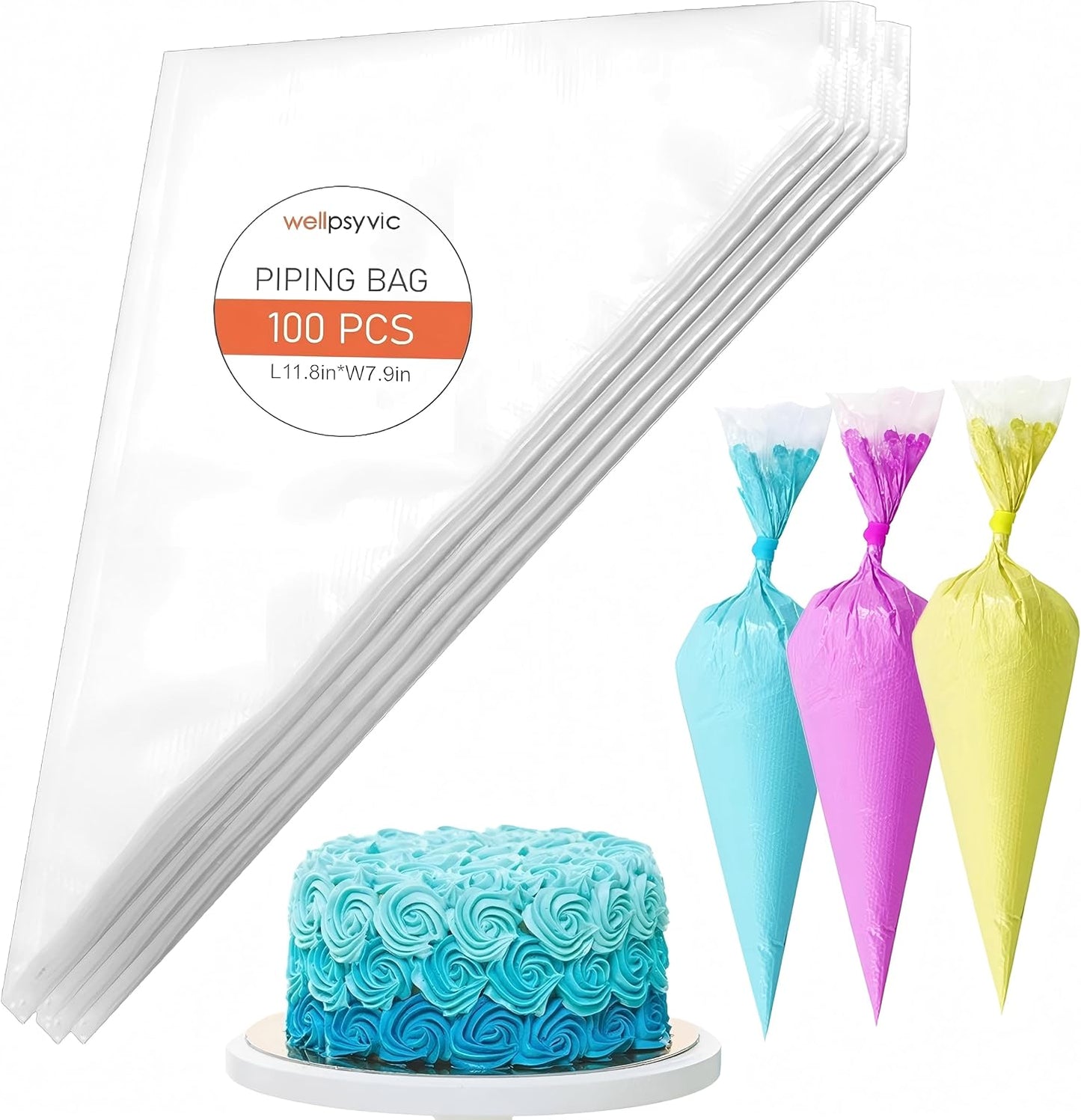 Piping Bags, 50pcs 12 Inch Anti Burst Disposable Cake Decorating Bags,Non-Slip Pastry Bags-Ideal for Cakes,Cream Frosting and Cookie Decorating