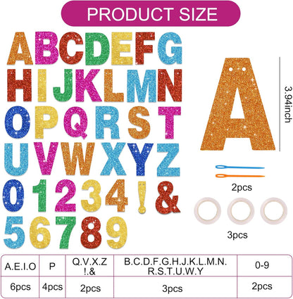BEISHIDA 116 PCS A-Z DIY Letter Banner Kit Make Your Own Banner Including 111 Letters and Numbers 3 Rope and 2 Threading Device,Customized for Birthday Graduation Wedding Decor Black