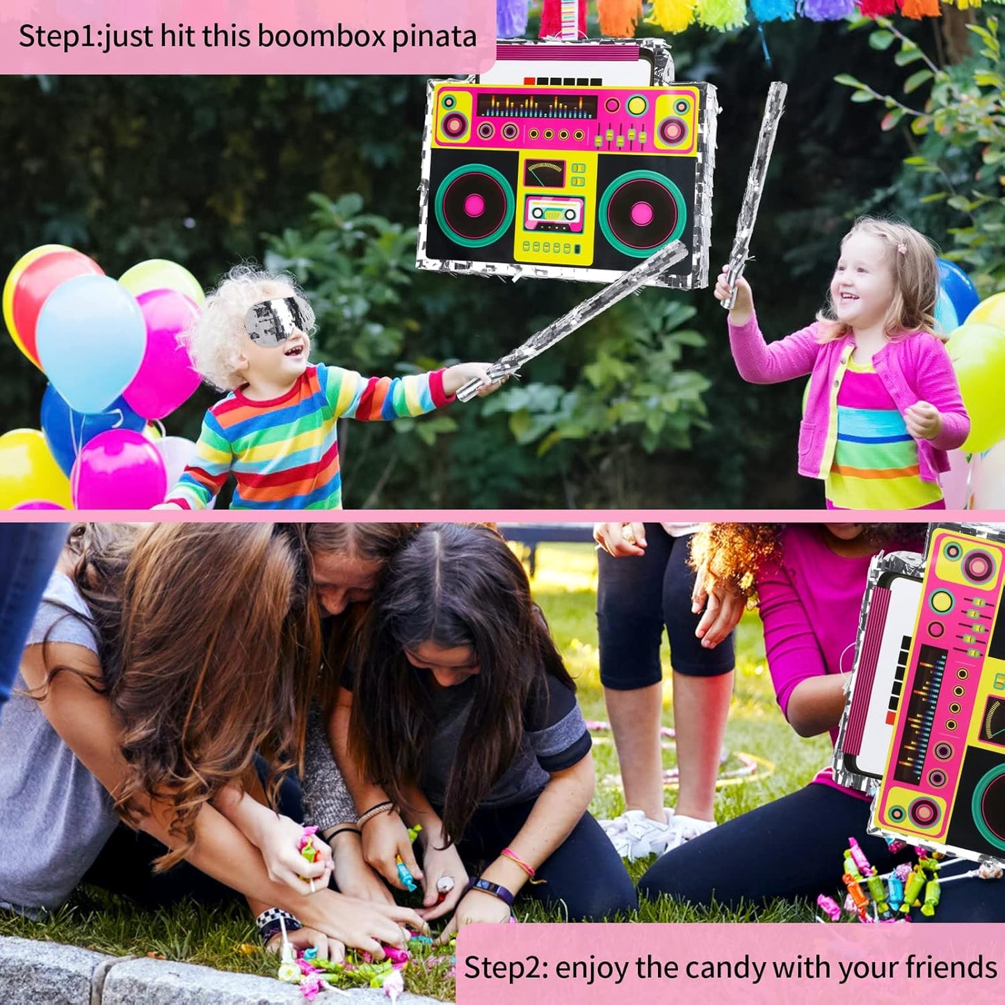Hooqict Mexican Pinata with Blindfold and Bat Stick Party Pinata for Fiesta Carnival Cinco de Mayo Decorations Kids Adults Mexican Party Games Birthday Party Supplies